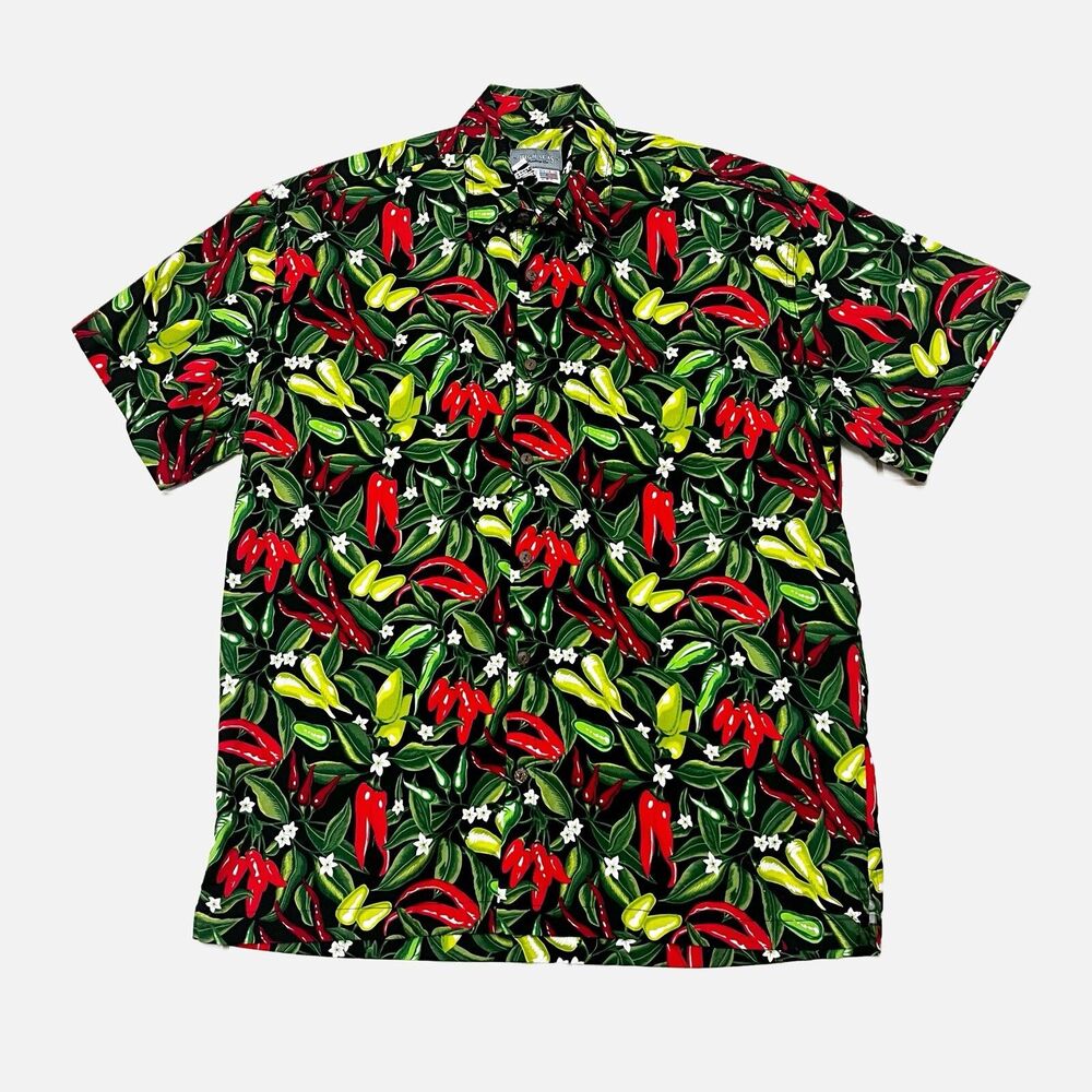 Vintage High Seas Trading Co. Chili Peppers Hawaiian Shirt Size Large